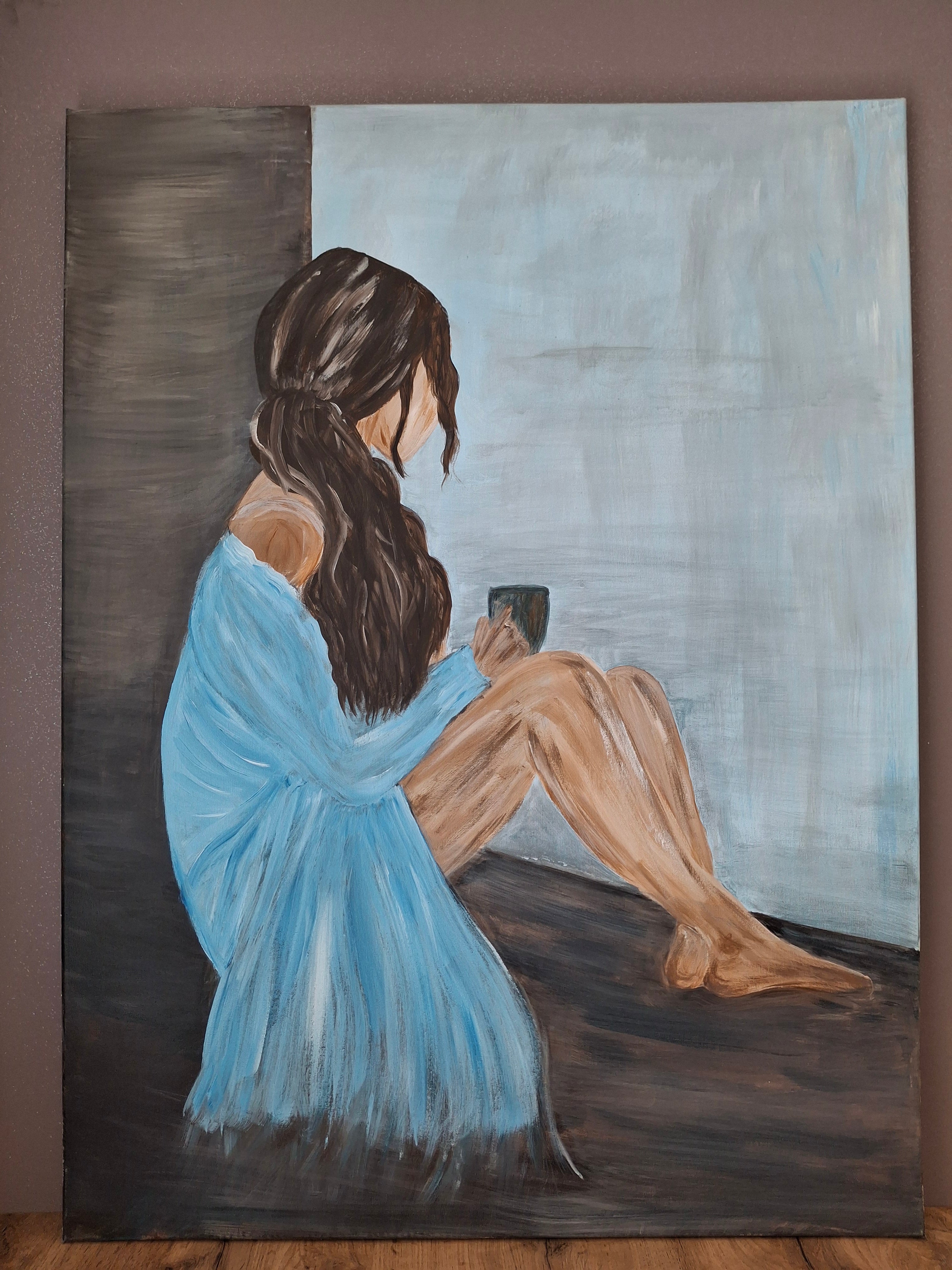 „Tylko ja i cisza" – Ręcznie malowany obraz akrylowy 80x60 cm