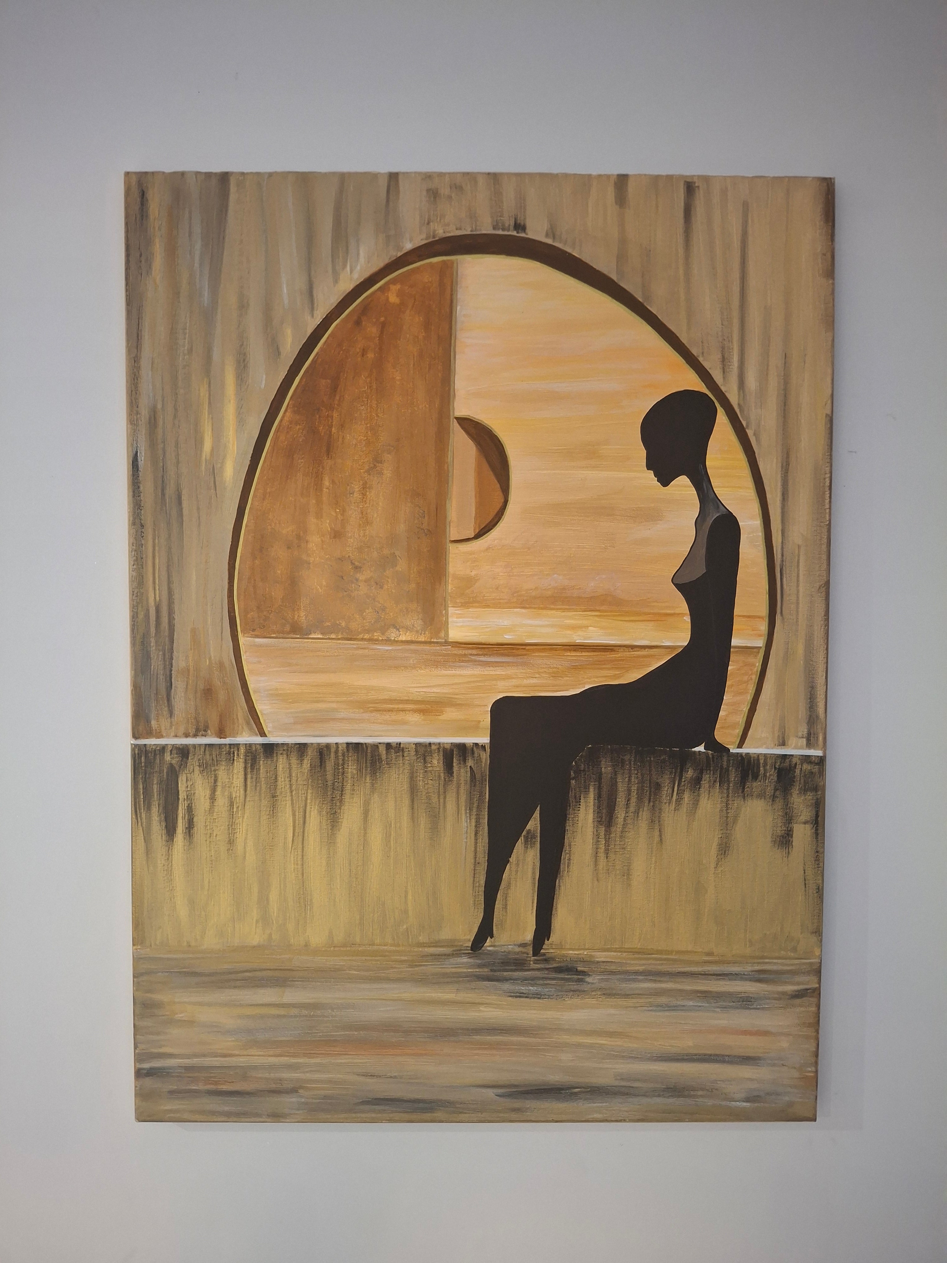 „Cisza, która patrzy" – Ręcznie malowany obraz akrylowy 55x75 cm