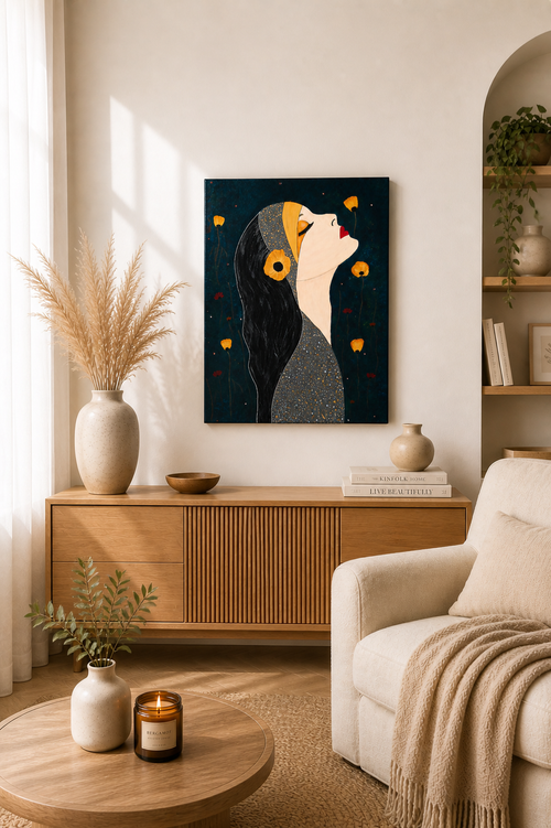 ,, Zamknięte oczy, otwarte serce''55x75 cm obraz ręcznie malowany